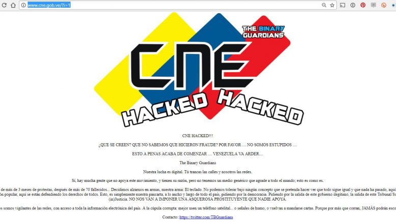 hackeada la pagina web del CNE venezolano
