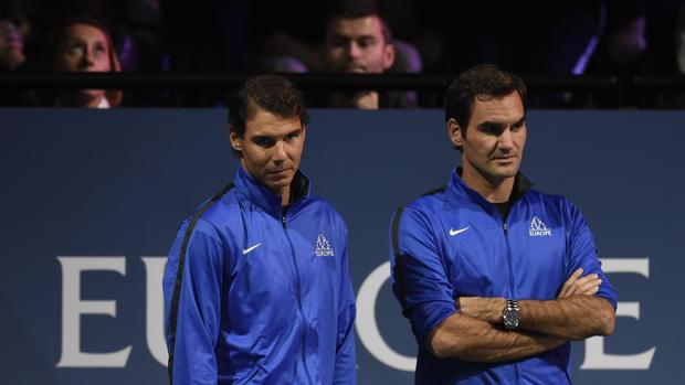 federer Nadal juega juntos en dobles
