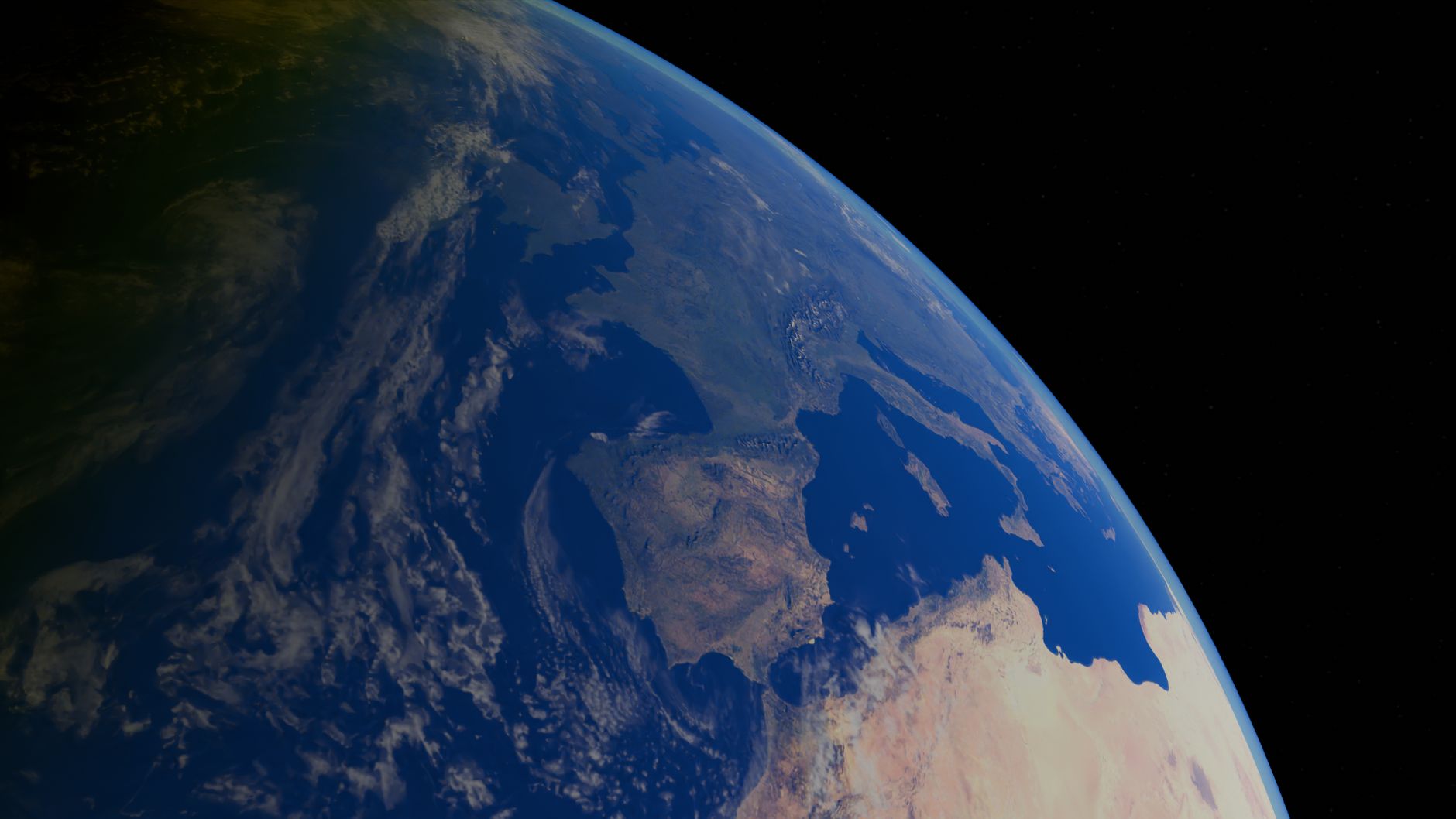 Uma vista de satélite de tirar o fôlego da Terra mostrando continentes e oceanos.